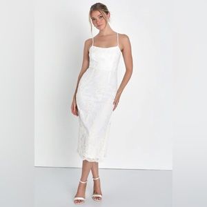 Lulus noteworthy white floral midi dress, worn 1x